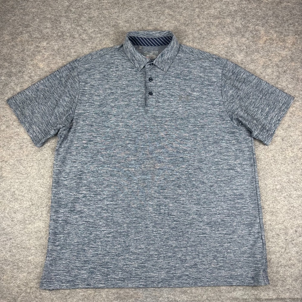 Under Armour HeatGear Golf Polo Shirt Loose Heathered Blue Mens XL